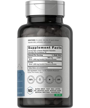 Niacin 1000mg Capsules | Flush Free with Inositol Hexanicotinate | Non-GMO and Gluten Free | 70 Count by Horbaach - Buy Online on GoSupps.com