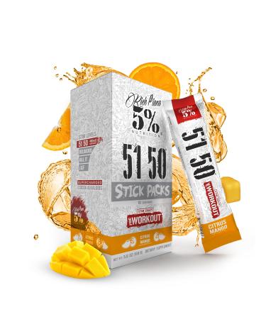 5% Nutrition Rich Piana 5150 High Stim Pre-Workout Powder Packets | Extreme Energy Focus Pumps & Endurance | 513 mg Caffeine Complex Citrulline Beta Alanine L-Tyrosine (Citrus Mango) (10 Count)