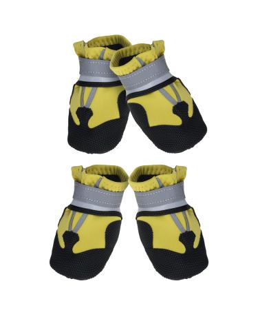 Reestboo paw protection dog 4 pieces of slide shoes Pfot protection dog boots with reflective straps and Velcro fasteners outdoor dog shoes snowshoes for large dogs yellow (XL) XL yellow