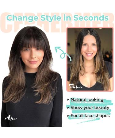 Buy Clip in Bangs | Medium Brown Synthetic French Bangs Hair Extensions for Women - Natural Curved Fringe for Daily Wear - Buy Online on GoSupps.com