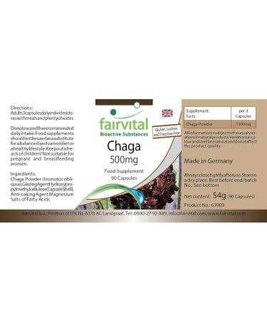 Fairvital | Chaga 500mg VEGAN - High dosed - 90 capsules - Inonotus obliquus - mushroom powder - Buy Online on GoSupps.com