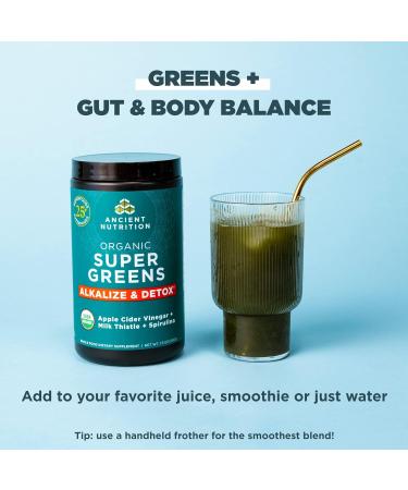 Ancient Nutrition Supergreens Alkalize & Detox Powder Organic Superfood Powder Made from Real Fruits Vegetables and Herbs for Digestive and Energy Support 25 Servings 7.5oz Alkalize & Detox 25 Servings (7.5 Ounce) - Buy Online on GoSupps.com