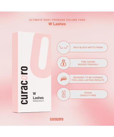 Curacoro W Eyelash Extensions - 3D Handmade Volume | C CC D Curl | 0.05-0.07mm Thickness | Mixed Lengths 9-15mm | Full & Fluffy Look | Long Lasting & Easy Application - Buy Online on GoSupps.com