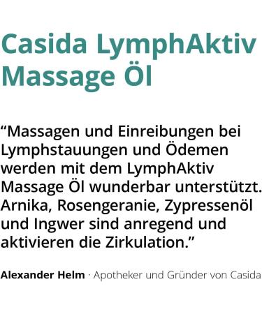 Casida Lymphactive Massage Oil - 100% Natural Stimulating Oil for Lymphatic Drainage Cellulitis Leg Massage & Water Retention - 50 ml - Buy Online on GoSupps.com