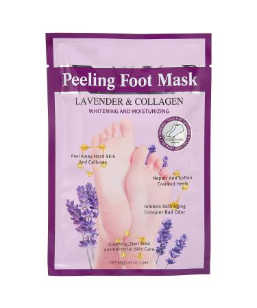 Foot peeling mask lavender collages soft moisturizing skin peeling socks feet dead skin removal mask foot care for cracked feet packing fairy