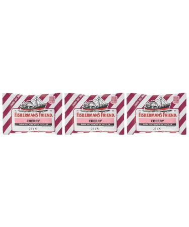 Fisherman's Friend Cherry 3-Pack | Sugar-Free & Vegan Candy for Fresh Breath - Cherry & Menthol Flavor (3 x 25g) - Buy Online on GoSupps.com