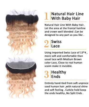 14 Inch Ombre Brazilian Body Wave Lace Frontal Closure | 100% Virgin Remy Human Hair | Pre Plucked with Baby Hair - Buy Online on GoSupps.com