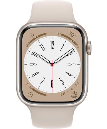 Apple Watch Series 8 GPS 45mm Starlight Smart Watch with Sport Band - S/M | Fitness Tracker, Blood Oxygen & ECG Apps, Always-On Retina Display | Water Resistant | 45mm Starlight Aluminum Case | 140-190mm wrists - Buy Online on GoSupps.com