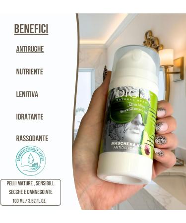 DAM Digue Creamy antiwrinkle facial mask soothing and antioxidant organic superfood 100 ml for dry sensitive and mature skin with avocado prickly pear aloe vera and shea butter - Buy Online on GoSupps.com