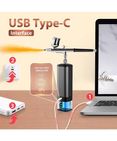 Cordless Airbrush Kit with Compressor | Handheld Mini Air Brush Gun Set - Portable 32PSI High Pressure for Painting, Tattoo, Nail Art, Makeup, Cake, Barber Black - Buy Online on GoSupps.com