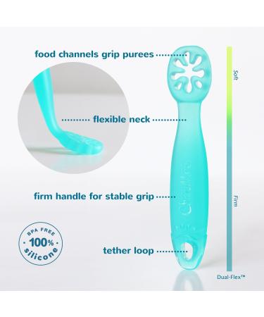 ChooMee FlexiDip Baby Spoons | BPA-Free Silicone | Baby Led Weaning Utensils | Pediatrician Approved | 2 Pack (Aqua Green) - Buy Online on GoSupps.com