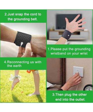 Grounding Wristband Conductive Carbon Leatherette for Better Sleep Reduce Pain and Inflammation Reconnect to the Earth Recovery Safe for Kids and Adults (Grounding Wristband) - Buy Online on GoSupps.com
