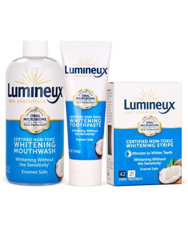 Lumineux Oral Essentials Teeth Whitening Toothpaste Mouthwash and Whitening Strip Bundle