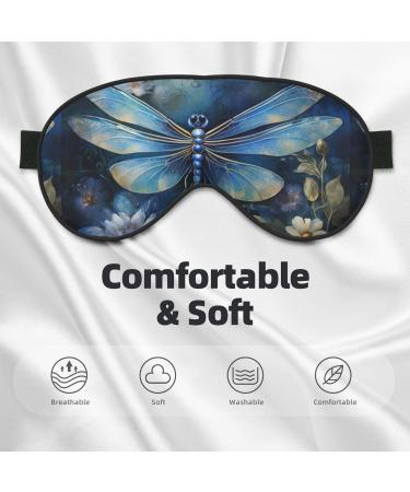 Art Blue Dragonfly Print Double-Sided Eye Mask | Blackout Sleep Mask for Women & Men - All Night Comfort - Buy Online on GoSupps.com