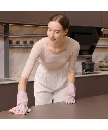 Cool Job Reusable Household Gloves - 3 Pairs Fragrant Rubber Non-Slip & Waterproof Long Sleeve Kitchen & Cleaning - Size M (Purple Rose Sage) - Buy Online on GoSupps.com