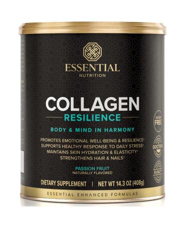 Essential Nutrition Collagen Resilience - Hydrolyzed Collagen Peptides Powder with Hyaluronic Acid Silicon Amino-Acids & Passion Flower Extract - Passion Fruit - 14.3 oz (30 Servings)