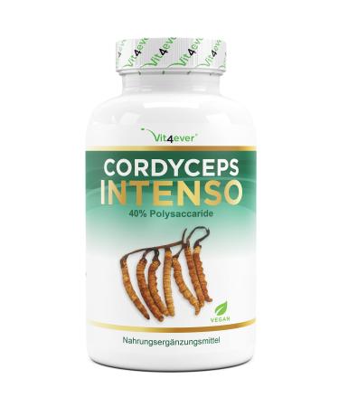 Cordyceps mushroom - 180 capsules with 650 mg of real CS -4 extract - 40% bioactive polysaccharides - laboratory test - high -dose - caterpillar mushroom - vegan