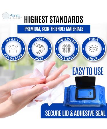 PentaCleanse Advanced 75% Alcohol Hand Wipes - FDA Registered Pharmacist Developed | 6x8 Inch, 4 Pack (240 Wipes) | Sanitizing Cleaning Moisture Seal Package - Buy Online on GoSupps.com