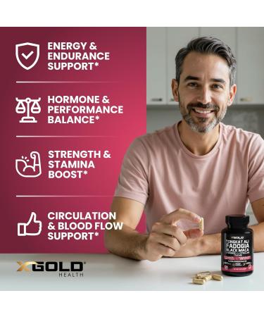 X Gold Health 5-1 Tongkat Ali | Fadogia Agrestis | Maca | L-Arginine | L-Citrulline | Energy, Vitality & Stamina Booster for Men & Women | Non-GMO Made in USA 120 Capsules - Buy Online on GoSupps.com