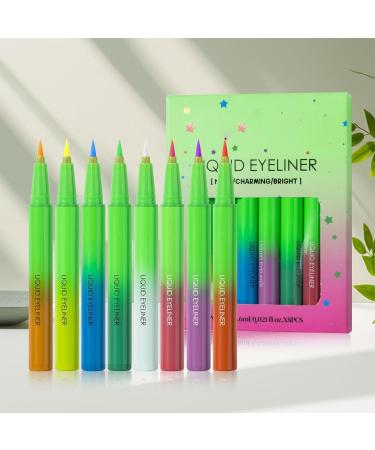  Bsbkoj Matte Colored Eyeliner Pens 8x Liquid Neon Shades Long-Lasting Waterproof and Smudge-Proof Eye Makeup for Women Bright Colors for Bold and Creative Looks - Buy Online on GoSupps.com