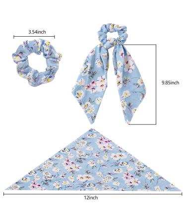 Dlala 12 Pcs Chiffon Floral Hair Scrunchies with Bows - Vintage Hair Accessories for Women and Girls - Buy Online on GoSupps.com
