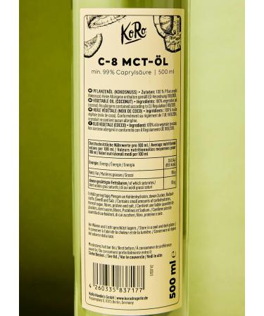 Koro-C-8 MCT Oil 500 ml - Premium Quality Coconut Oil for Keto & Energy Boost - Free International Shipping - Buy Online on GoSupps.com