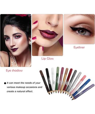 CRILSTYLEO 12pcs Pearlescent Eyeshadow Pencil Colored Eyeliner Gel Eyeliner Waterproof Eyeshadow Powder - Buy Online on GoSupps.com