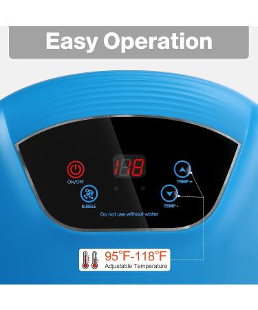 Foot Spa Massager with Bubble Jets & Customizable Heat - 14 Rollers & Pumice Stone - Soothing Relief for Tired Feet - Classic Blue - Buy Online on GoSupps.com
