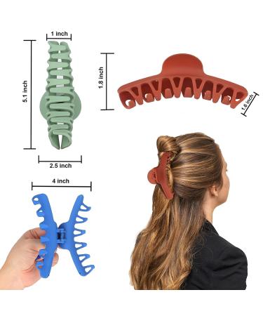 REJOL Large Hair Claw Clips 5.1 Inch - Pack of 6 Matte Colors for Women - Stronghold Lightweight Big Jaw Clip for Thin Thick Hair - Buy Online on GoSupps.com