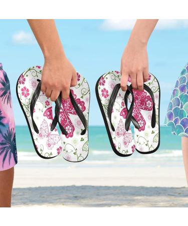 Shop Mnsruu Floral & Butterfly Motif Flip-Flops | XXL Sizes for Home Hotel Spa & Travel | Comfortable Unisex Footwear - Buy Online on GoSupps.com