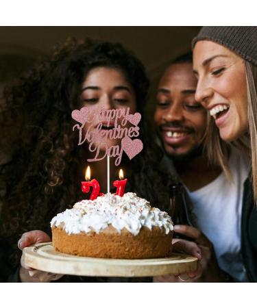 Valentine's Day Cake Topper Heart Cake Topper Romantic Rose Gold Cake topper Glitter Cake Decorative Party Cake Decoration for Valentine's Day C-pink-valentine's Day - Buy Online on GoSupps.com