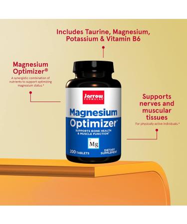 Jarrow Formulas Magnesium Optimizer - 200 Tablets (Pack of 12) for Bone Health - Buy Online on GoSupps.com