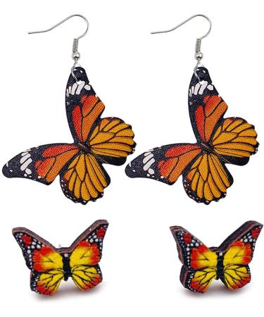 FEYLIE Earrings - 2 Pairs Elegant Butterfly Studs for Women | Summer 2023 Trendy Bohemian Jewelry Accessories - Buy Online on GoSupps.com