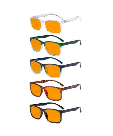 Eyekepper 5 Pack Blue Light Blocking Reading Glasses Square Computer Readers Orange Tinted +2.50 +2.50 Blue Light Blocking-b98-5 Pairs