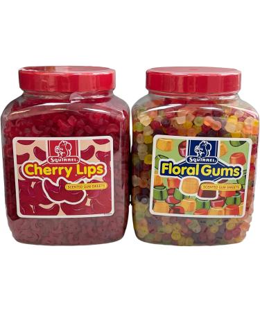 Retro Classic Cherry Lip & Floral Gum Sweets Different Sizes from 500g - 4.5kg (Squirrel Floral Gums 2.25kg (Full Jar)) Squirrel Floral Gums 2.25kg (Full Jar) - Buy Online on GoSupps.com