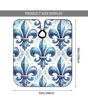 55x66 Inch Watercolor Blue Fleur De Lis Adult Barber Cape - Premium Haircut Cape with Snap Closure for Men & Women - Buy Online on GoSupps.com