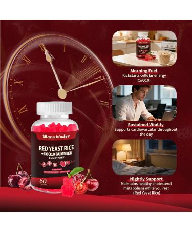 Warmbioder Red Yeast Rice with Coq10 Gummies Sugar Free Organic Red Yeast Rice for Cholesterol Lowering Supplements Enhanced with Coenzyme Q10 Support Heart Health - Buy Online on GoSupps.com