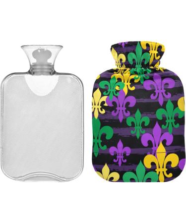 Mardi Gras Stripes Hot Water Bottle with Cover | 2L Pain Relief Heating Pad for Arthritis - Buy Online on GoSupps.com