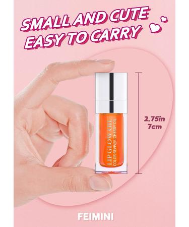 FEIMINI Hydrating Lip Glow Oil - Moisturizing Lip Oil Gloss for Lip Care and Dry Lips - Coral - Buy Online on GoSupps.com
