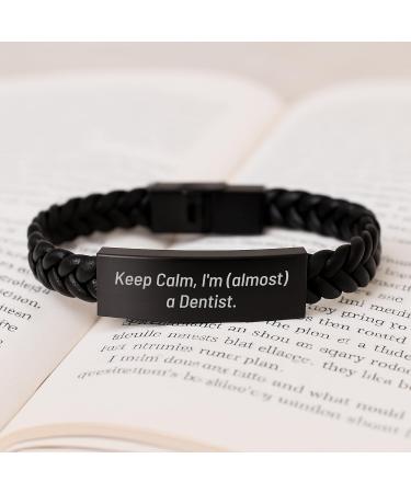 Funny Dentist Interlaced Leather Bracelet Gift for Friends Valentine's Unique Accessories from Men Keep Calm I'm (almost) A Dentist. - Buy Online on GoSupps.com