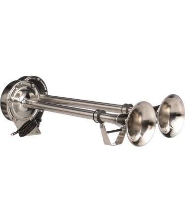 Seachoice Stainless Steel Dual Trumpet Horn - Vibration-Free Mounting Pad - 20-3/4 Long - 12V - Buy Online on GoSupps.com