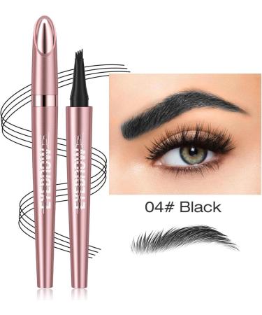 Eyebrow Pencil With 4 Fork Tip Easily Create Long-lasting Natural Eyebrow Makeup 3D Microblading Eyebrow Pencil Waterproof & Stain Resistance Eyebrow Pen (Black) - Buy Online on GoSupps.com