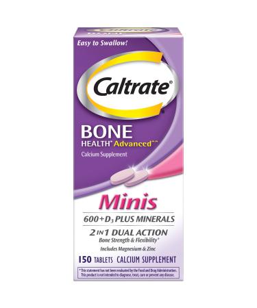 Caltrate Minis 600 Plus D3 Plus Minerals Calcium and Vitamin D Supplement Tablets, Bone Health and Mineral Supplement for Adults - 150 Count 150 Count (Pack of 1)