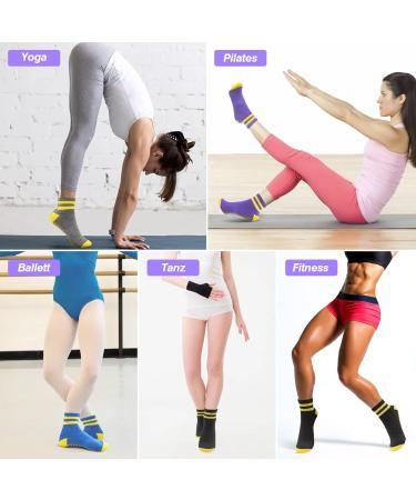 Anlioto Non-Slip Yoga & Pilates Socks for Women - 4 Pairs EU 35-38 Anti-Slip Stopper Socks in Multi-Colored - Buy Online on GoSupps.com
