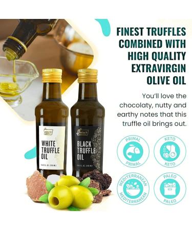 Lieber's Black & White Truffle Oil Bundle 250ml Glass Bottles | Made With Premium Italian Extra Virgin Olive Oil | Great for Cooking Salads & More | Gluten Free Vegan Kosher - Product of Italy - Buy Online on GoSupps.com