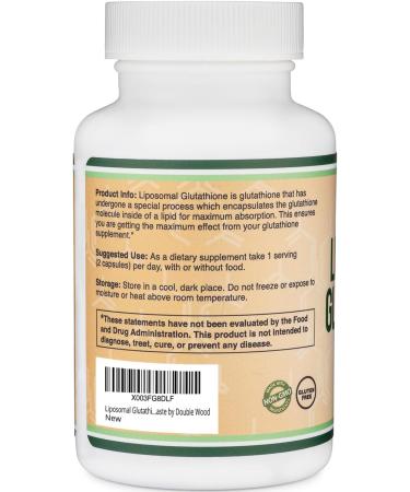 Liposomal Glutathione Supplement 500mg per Serving 60 Capsules (Vegan Safe Non-GMO) Max Absorption Liposomal Glutathione with Genuine Smell and Taste by Double Wood - Buy Online on GoSupps.com
