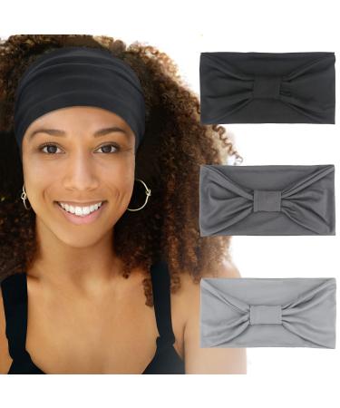 Wide Headbands for Women Large Black Headband Gym Yoga Sport African Running Hair Band - Set 001 Set-001