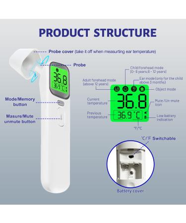 Heal-Check 4-in-1 Digital Infrared Thermometer - Non Contact Forehead & Ear Thermometer for Adults, Kids, Baby - Fever Alarm, One Second Reading, 40 Memories - Buy Online on GoSupps.com