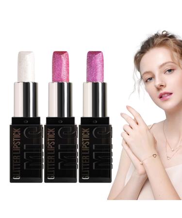 Goowafur Set of 3 glossy shiny moisturizing lipsticks perfect for the office home everyday life travel Valentine's Day holidays for women girls and parties