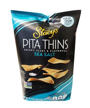 Stacy's New Crispy, Flaky & Flavorful Pita Thins Chip 6.5oz, 2 Pack (Sea Salt)